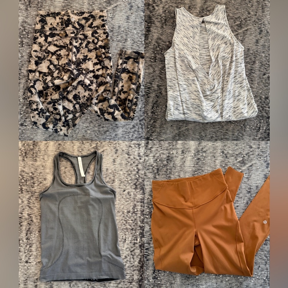8 items lululemon bundle: 4 leggings and 4 shirts